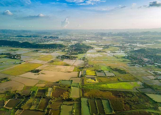 Aerial countryside view