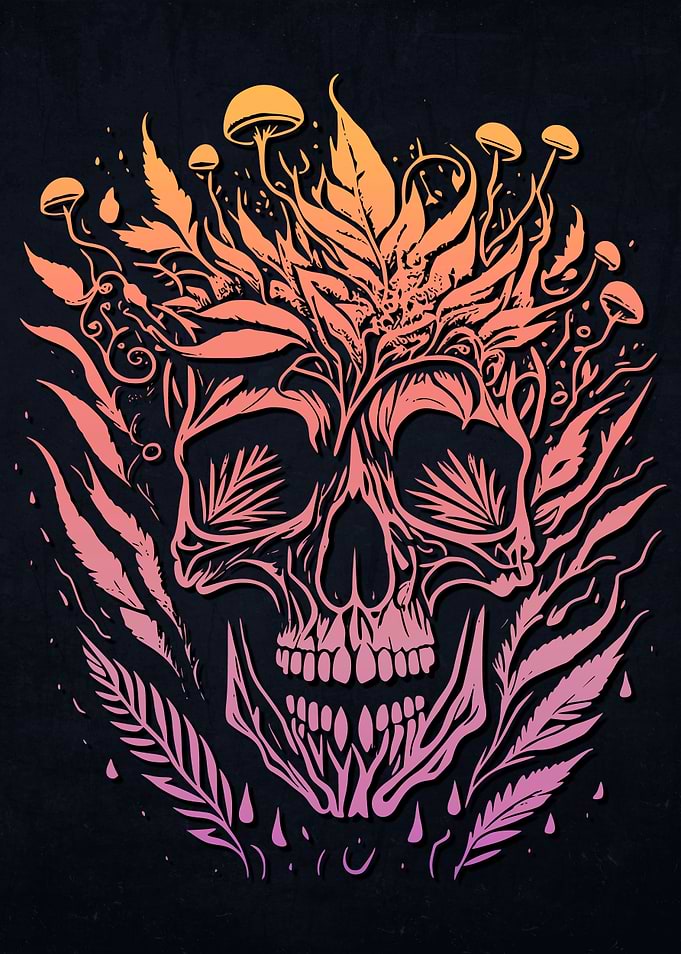 Mushrooms Weed Skull