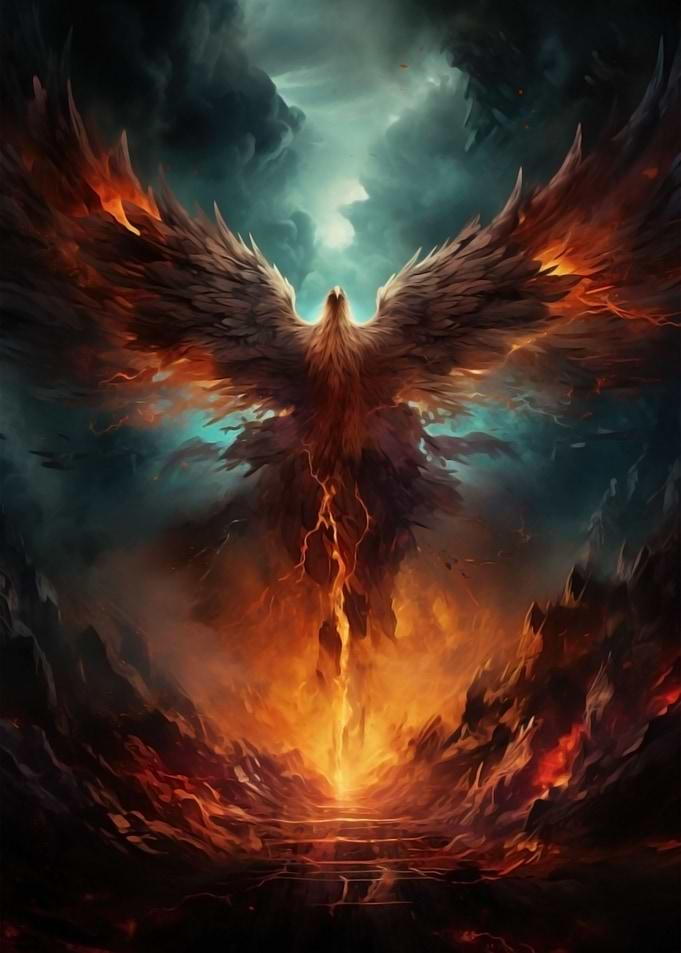 mythical Phoenix dark sky