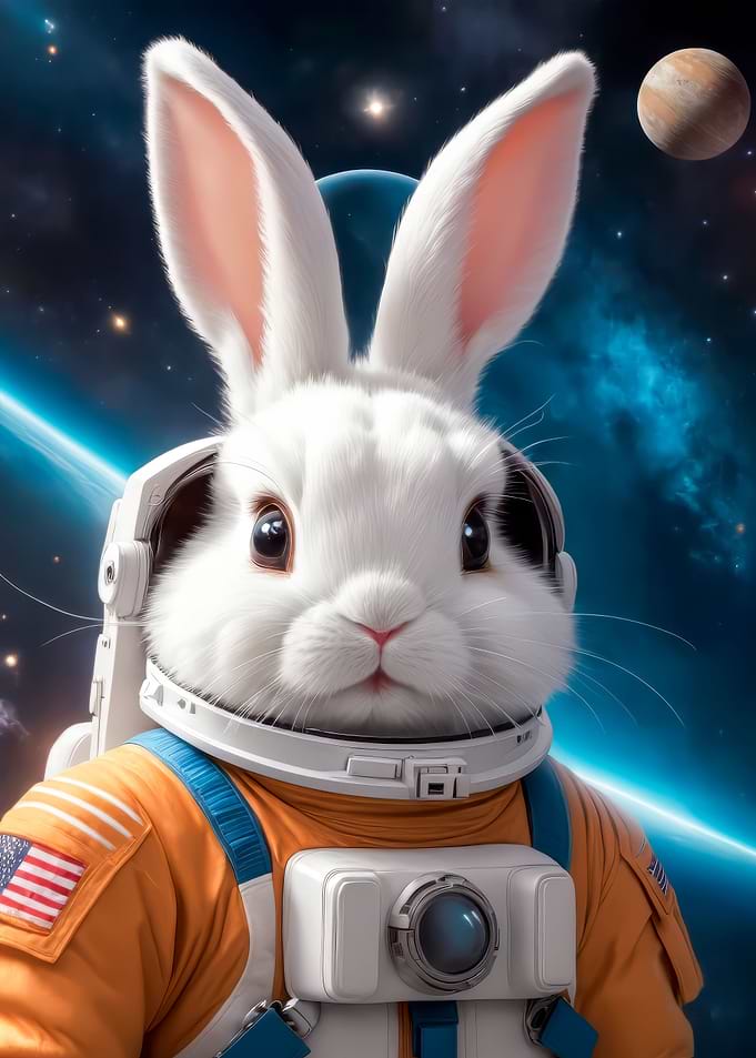 cute bunny on space