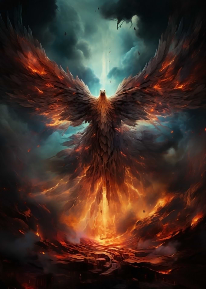 mythical fire Phoenix dark