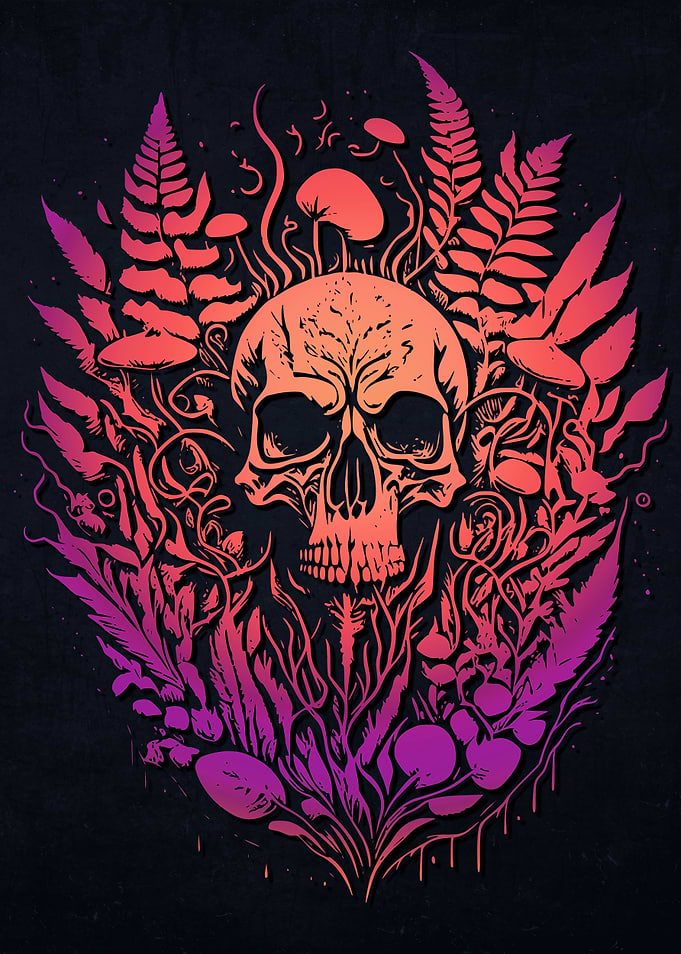 Mushrooms Weed Skull