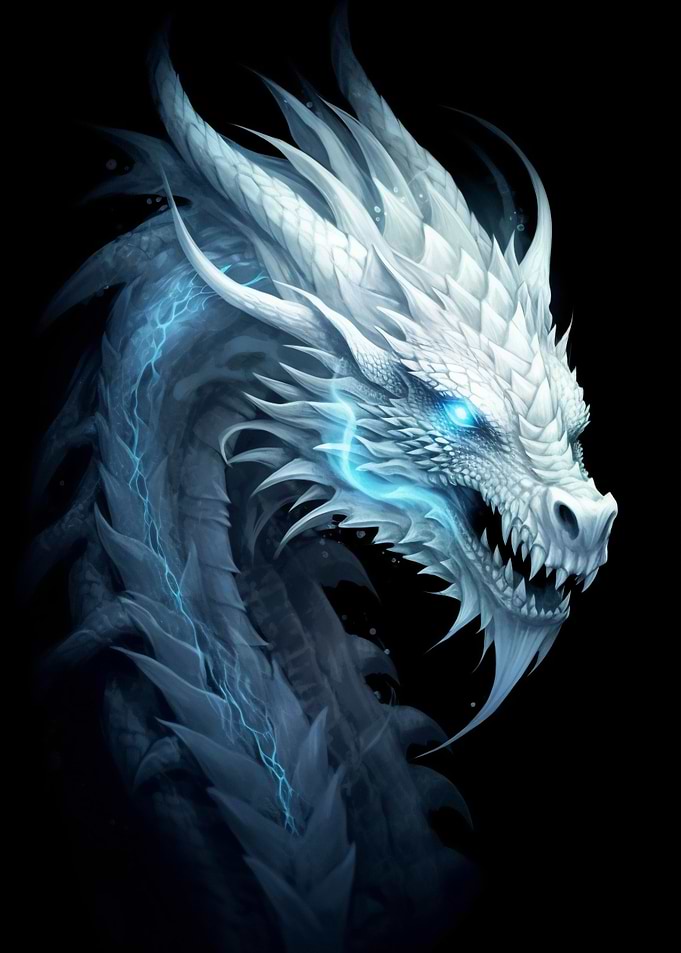 Blue Eyed White Ice Dragon