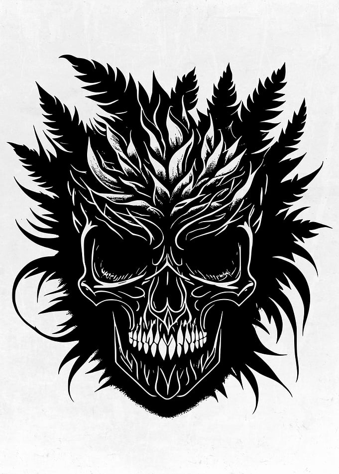Psychedelic Ink Skull