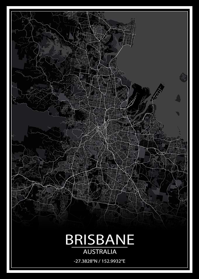 Brisbane Black City Map