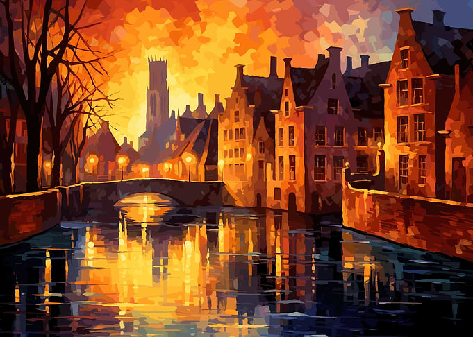 Cityscape at sunrise