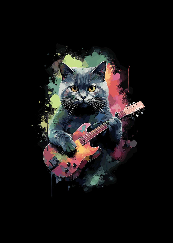cat playing guita