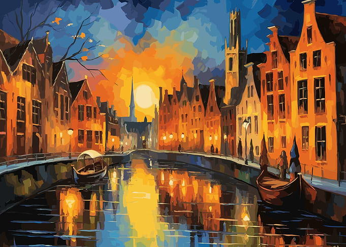 Cityscape at sunrise
