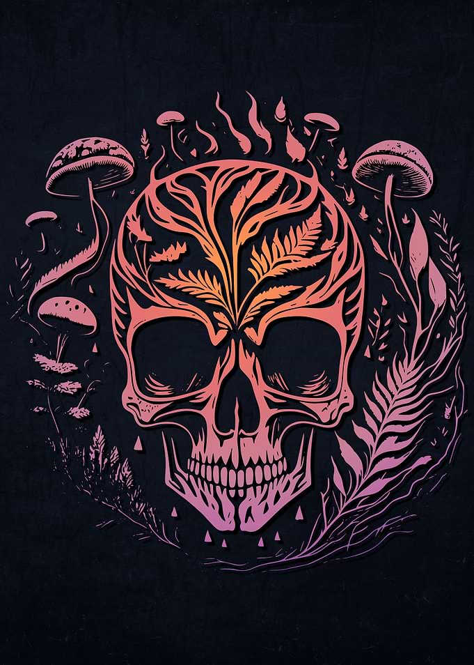 Mushrooms Weed Skull