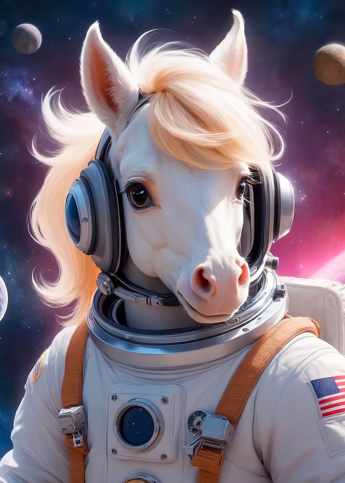 cute horse on space