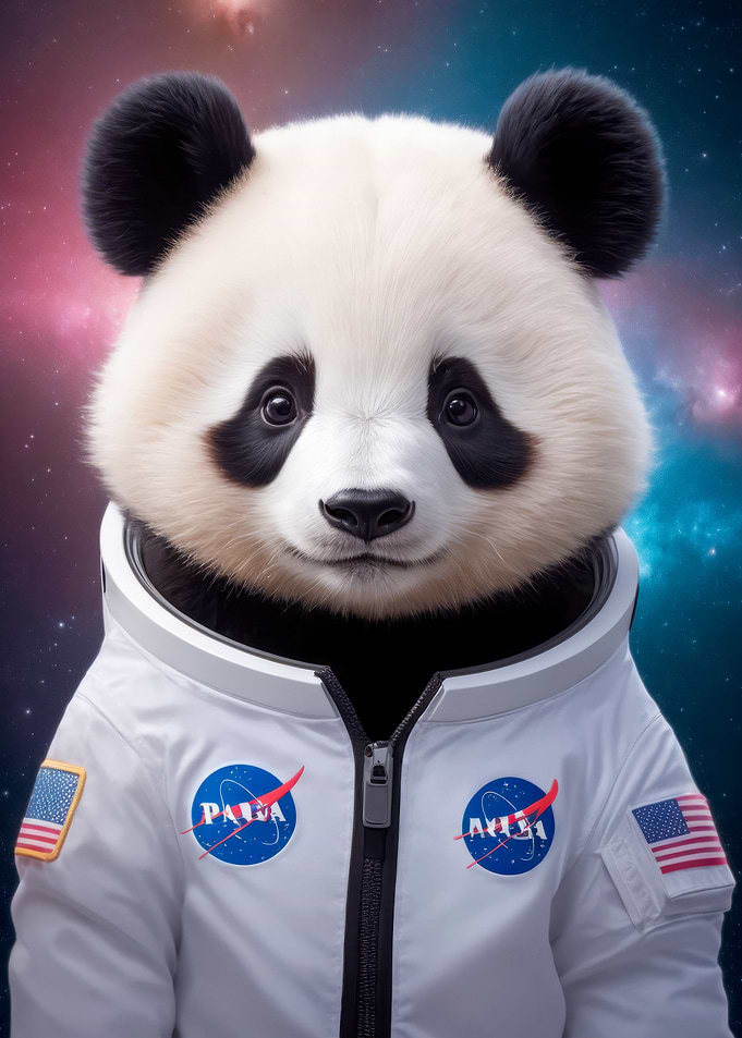 cute panda on space