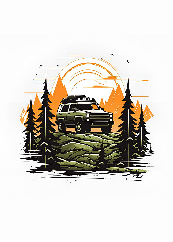 a suv in mountain vector