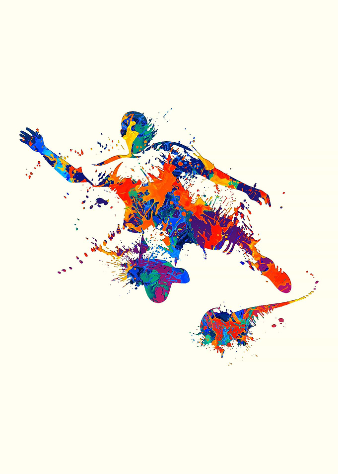Soccer player kicking the