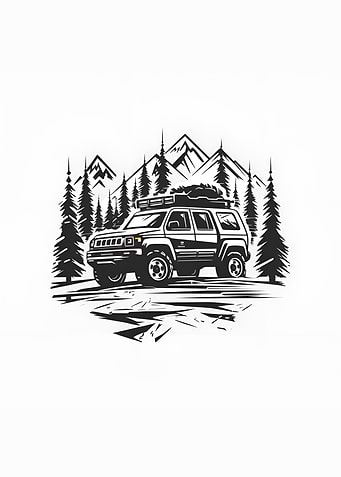 a suv in mountain vector