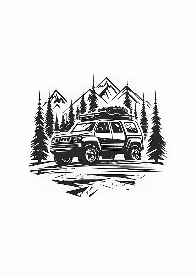 a suv in mountain vector