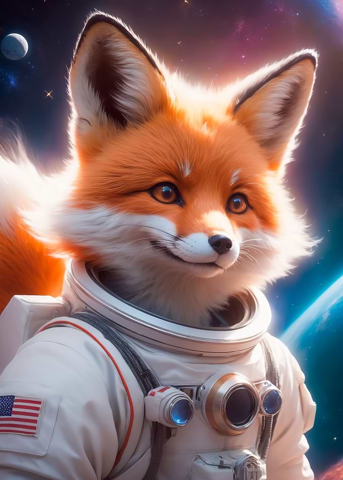 cute fox on space