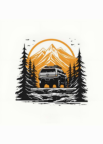 a suv in mountain vector