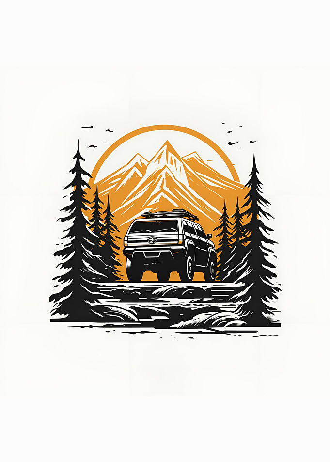 a suv in mountain vector