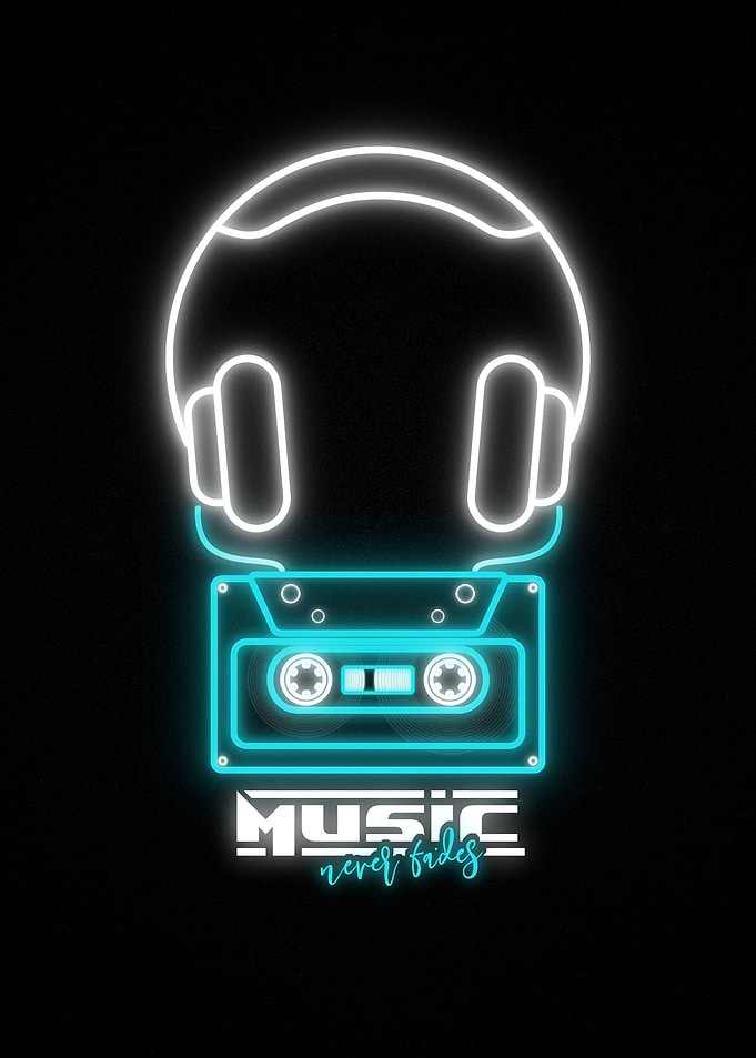 Music Never Fades Neon Art