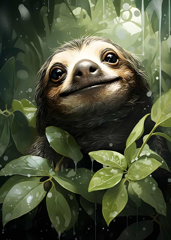 Happy Sloth in Nature