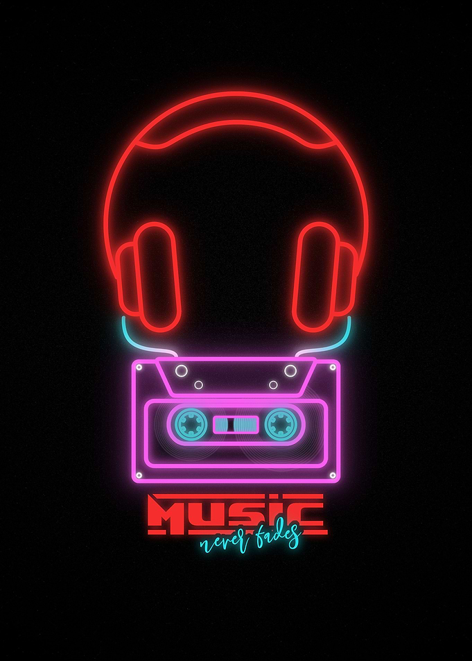 Music Never Fades Neon Art