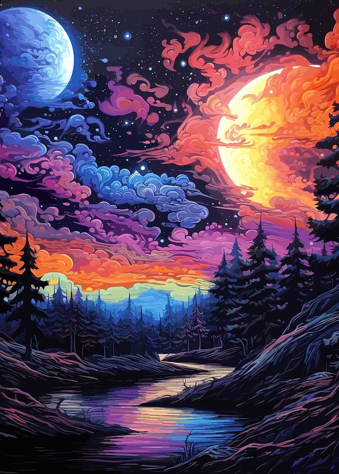 galaxy night forest