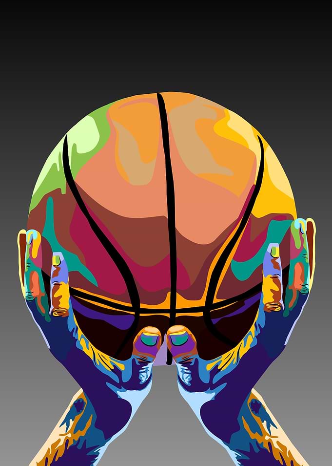 Basketball and hand popart