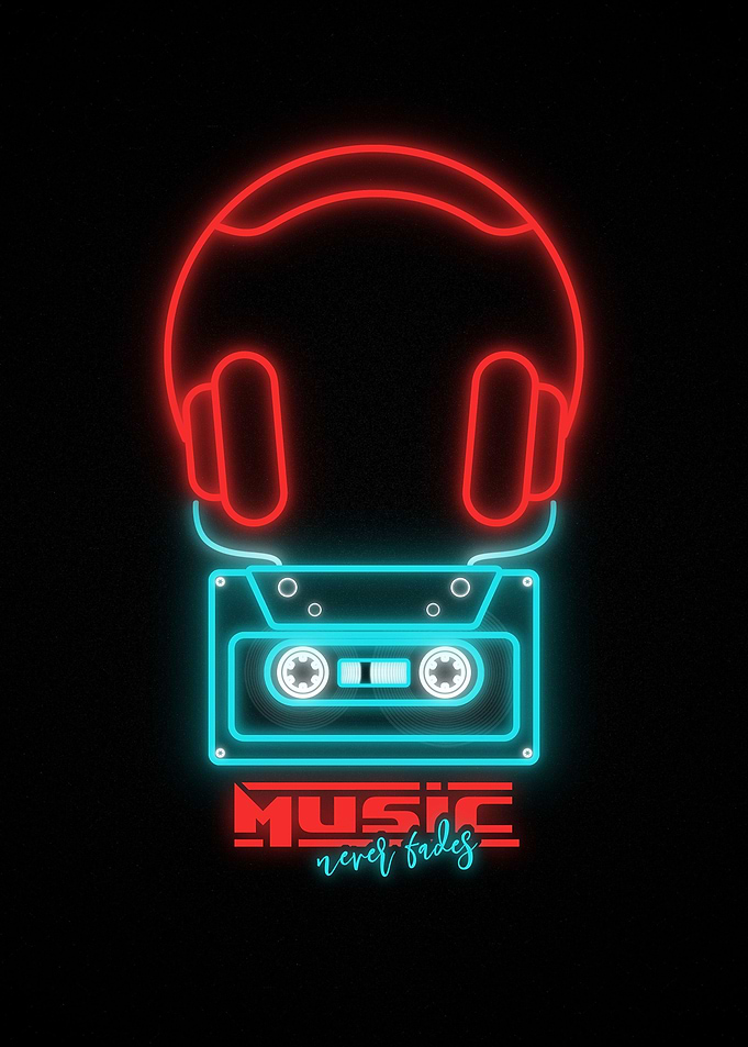 Music Never Fades Neon Art