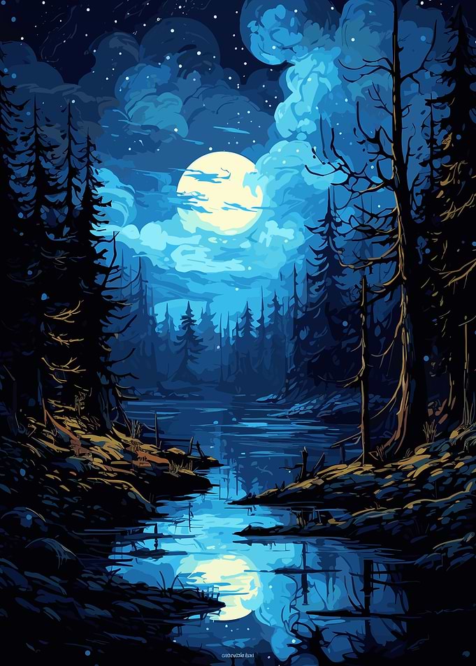 galaxy night forest