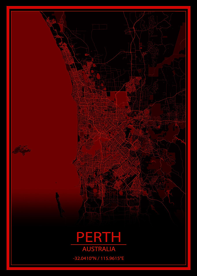 Perth Red and Black Map