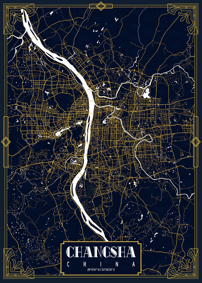 Changsha City Map Gold