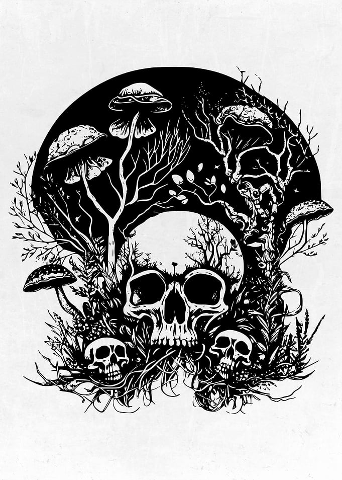 Psychedelic Ink Skulls