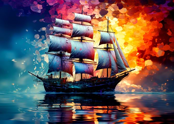 Fantasy ship on the ocean