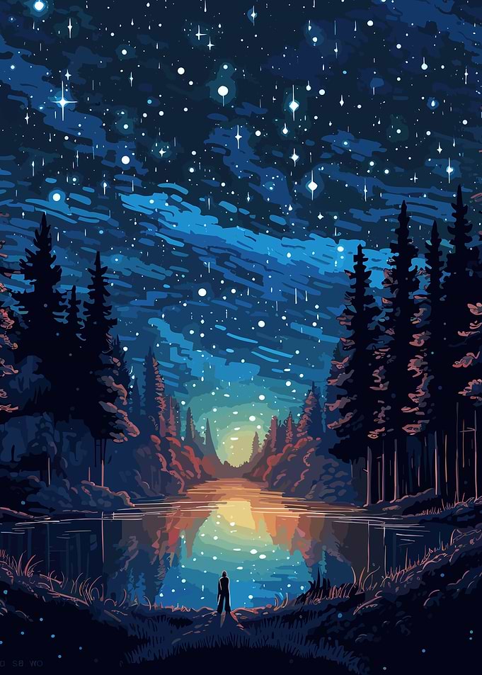 galaxy night forest
