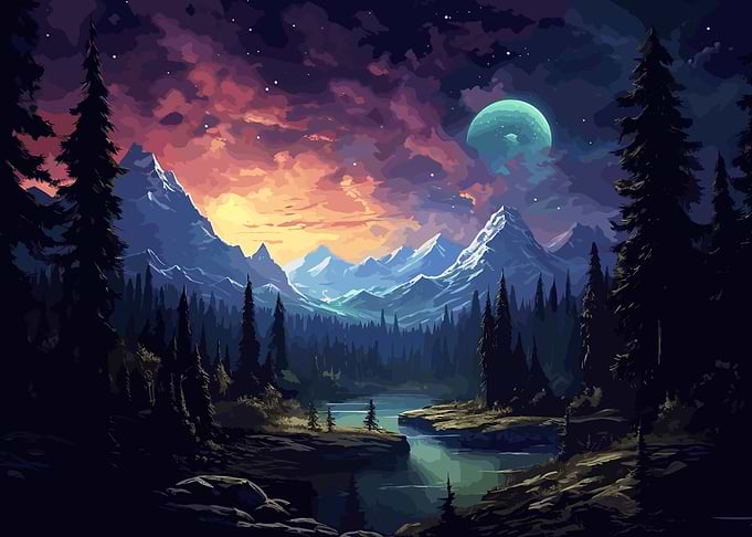 galaxy night forest