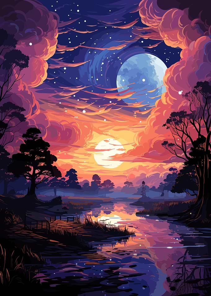galaxy night forest