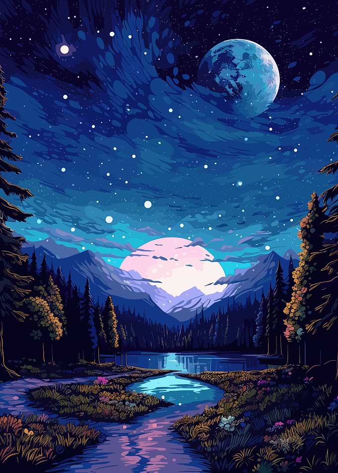 galaxy night forest