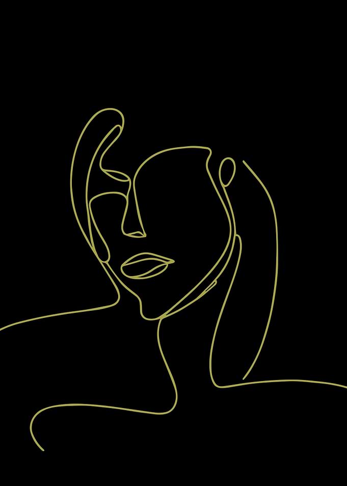 Golden Line Art Woman Face