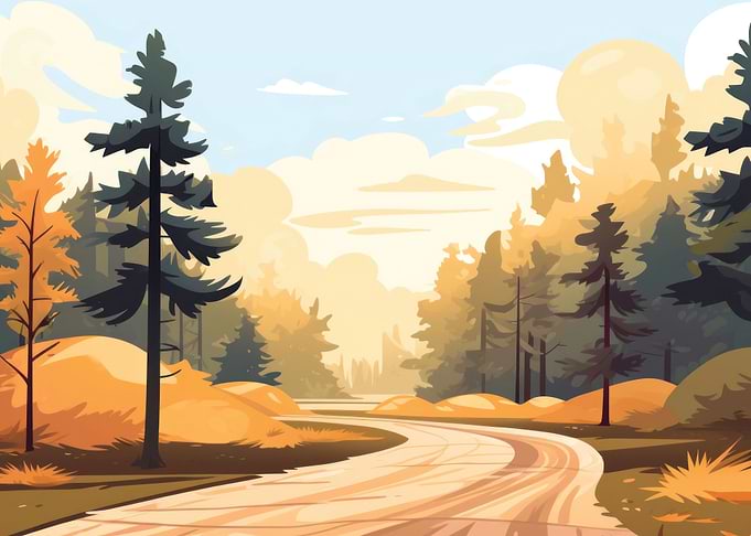 Road landscape sunlight
