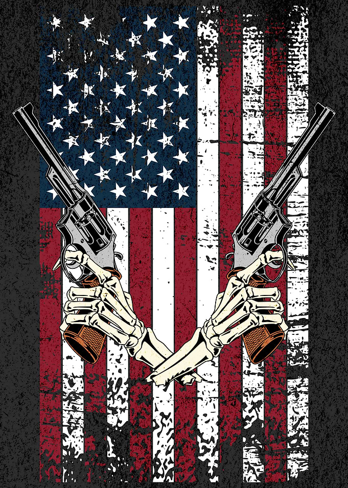 US FLAG GUNS SKELETON
