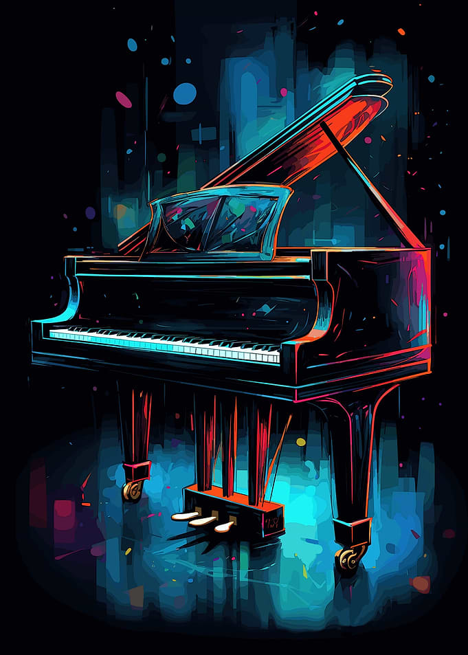 piano watercolor