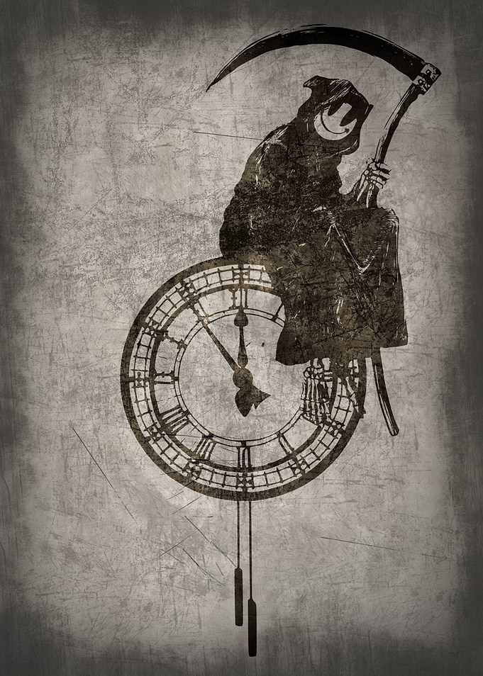 Grim Reaper Smiley Clock