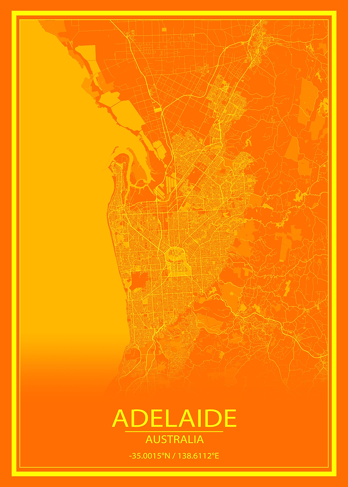 Adelaide Orange Yellow Map