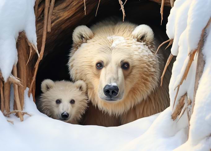 Polar bear in den