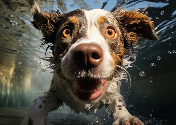 Dog underwater
