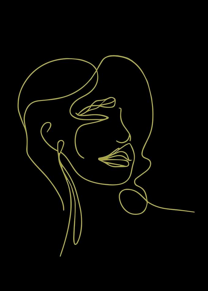 Golden Line Art Woman Face