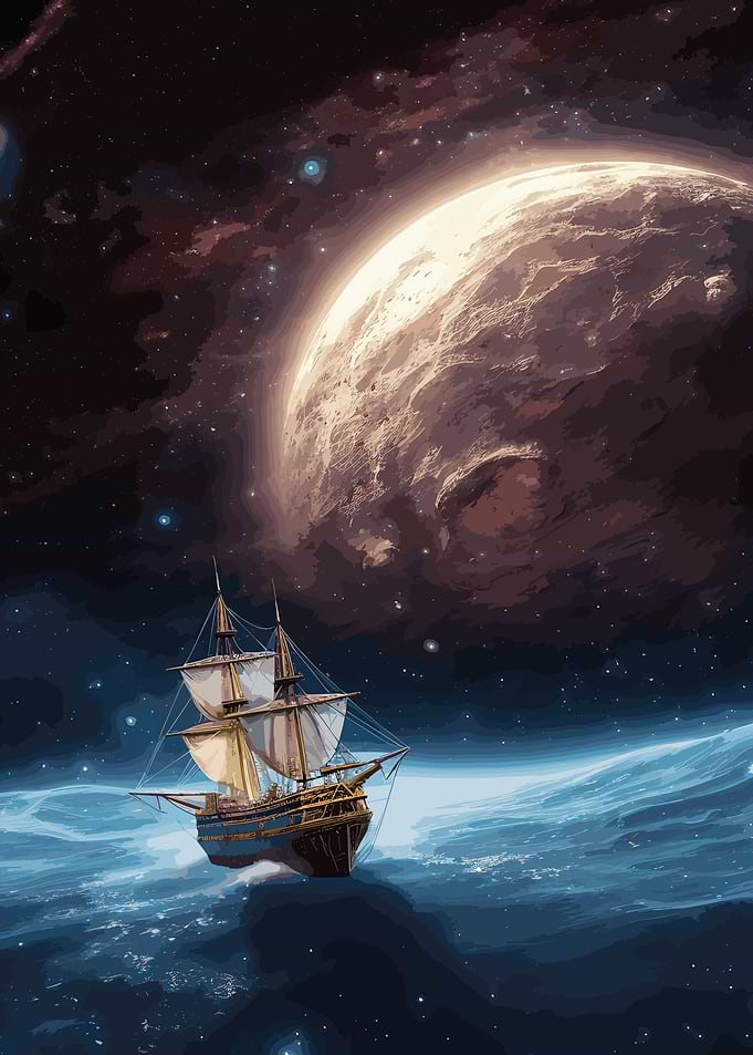 Schooner sailing in outer