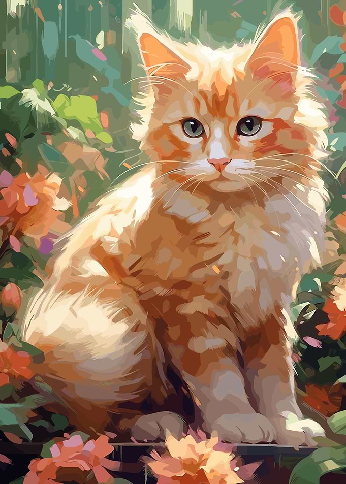 Cat Cute Flowers