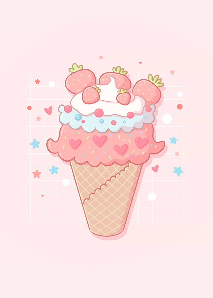 Strawberry Ice Cream Cone