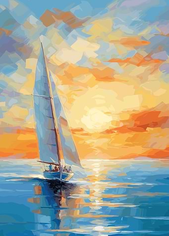 Sailboat Sunset Painting